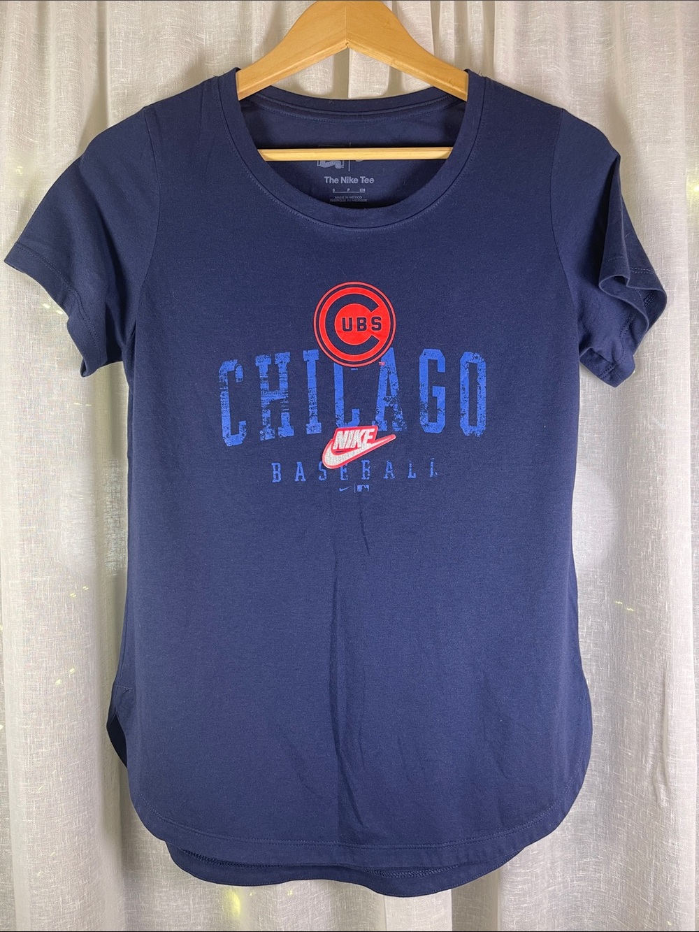 Nike Navy Chicago Cubs Graphic Tee with Red & Blue Logo
